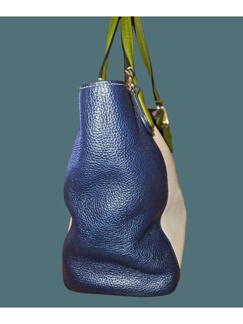 Coach Pebble Leather Soft Slouchy Colorblock Edie 28 Shoulder Bag -Missing Strap